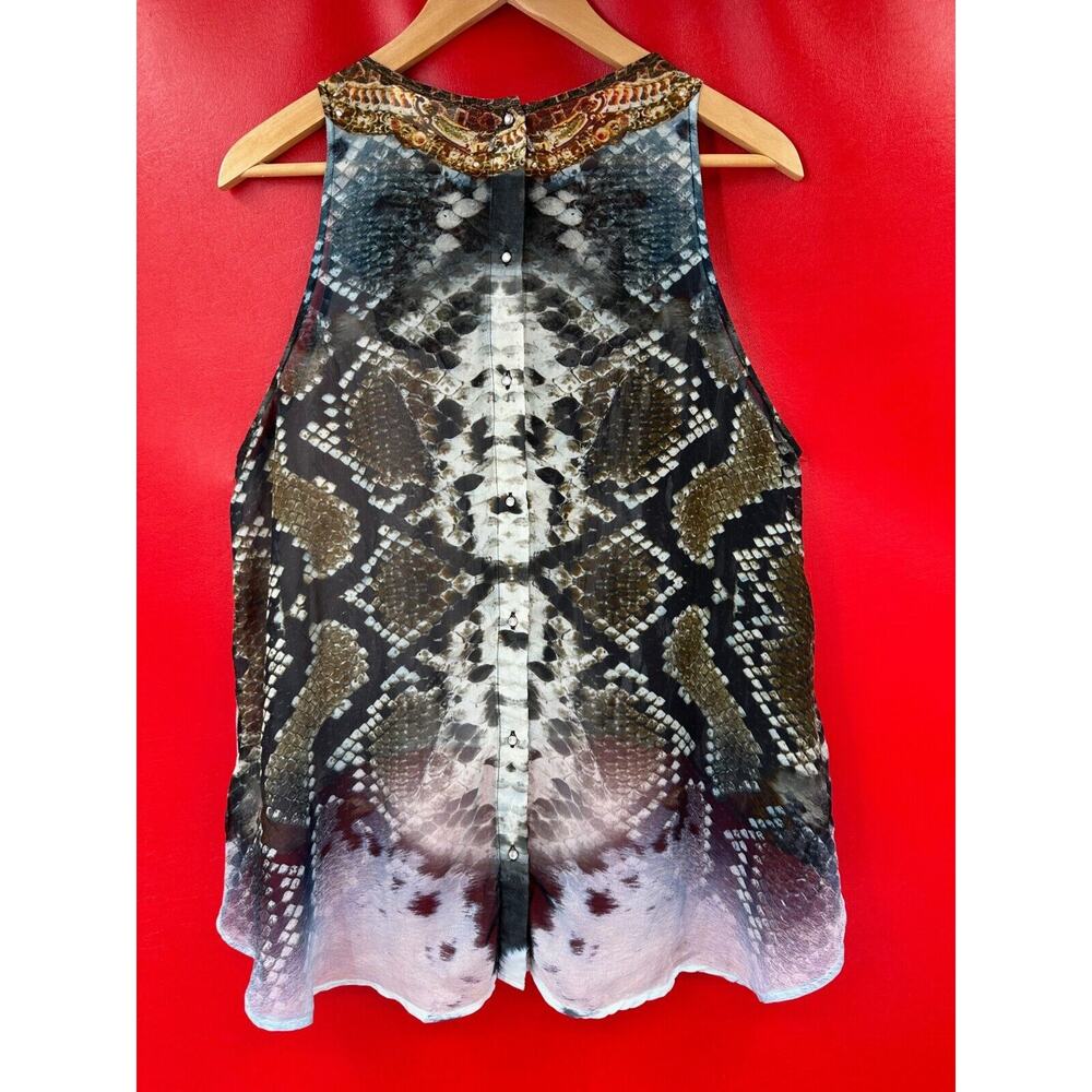 Camilla Swarovski Crystals 100% Silk Sleeveless Gorgeous Top Size 1 Small Excell - Picture 5 of 14